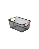 Καλάθι Οργάνωσης 30x21x14cm Μεταλλικό Μαύρο με Ξύλινες Λαβές Estia Home Art 02-18658