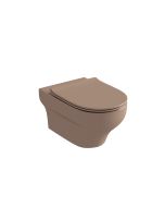 Λεκάνη κρεμαστή με κάλυμμα Urea Αntibacterial Slim Soft Close Olympia Clear Rimless Brown Matt 50121-50122