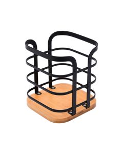 Θήκη για Κουτάλες Μεταλλική Μαύρη 12x12x14.5cm  Estia Home Art Bamboo Essentials 01-13219