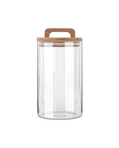 Δοχείο Αποθήκευσης Γυάλινο 1000ml 10x10xΗ19cm Καπάκι Ξύλο Ακακίας Estia Home Art 01-17484