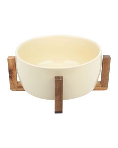 Σαλατιέρα Ivory με Βάση Acacia 28x12,5cm Estia Home Art Allure Ivrory  01-25014