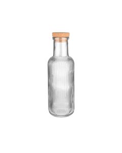 Μπουκάλι Γυάλινο Ανάγλυφο 1000ml με Φελλό Γκρι Estia Home Art 00-21870