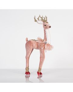 ΒΕΛΟΥΔΙΝΟ ΕΛΑΦΙ, ΡΟΖ, ΜΕ ΧΡΥΣΟ GLITTER, 19x45cm Eurolamp 600-44727