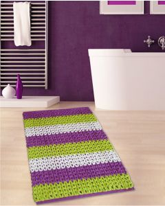 Πατάκι Μπάνιου Λαχανί -Μωβ 70x120cm #2335 Cotton Chenille San Lorentzo 1508 LIME ΡURΡL
