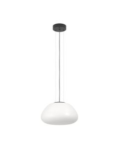 Κρεμαστό Φωτιστικό D41,5xH150cm Μονόφωτο 1xE27 Μέταλλο Μαύρο-Λευκό Οπάλ Γυαλί Eglo Balmes 390201