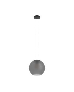 Κρεμαστό Φωτιστικό D30xH150cm Μονόφωτο Μπάλα 1xE27 Μαύρο Μέταλλο-Γκρι Γυαλί Eglo Arangona 390212