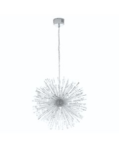 Φωτιστικό Κρεμαστό Ø98 εκ. Led G4 33*1,2w 33*100lm 2700 Warm White Χρωμέ -Διάφανα Κρύσταλλα Eglo Vivaldo 1 39262