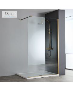 Διαχωριστικό κρύσταλλο ντουζιέρας IWIS Walk-in 50 ρυθμιζόμενo από 56 έως 58εκ., Devon Clean Glass Inox AISI304 PVD Bronze Brushed  IW60C-221