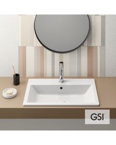 Νιπτήρας Πορσελάνης Kube-X 70x46 (1 οπή) GSI White  9437-300