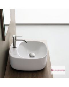 Νιπτήρας Πορσελάνης Moon 42x42 (1 οπή) Scarabeo White  5504-300