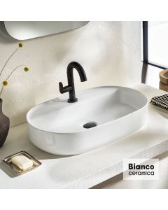 Νιπτήρας Πορσελάνης 60x40 (1 οπή) Bianco Ceramica White  31060-300