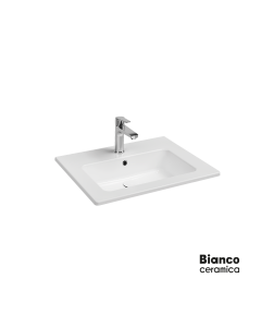 Νιπτήρας Πορσελάνης Flat 62,5x46,5 (1 οπή) Bianco Ceramica White  36060-300