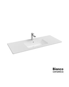 Νιπτήρας Πορσελάνης Flat 121,5x46,5 (1 οπή) Bianco Ceramica White  36121-300