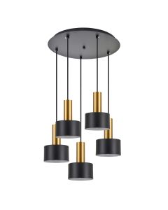 SE21-GM-4-5BL-MS1 ADEPT TUBE Gold Matt Pendant Black Metal Shade+ HOMELIGHTING 77-8636