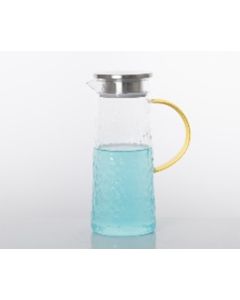 Κανάτ Νερού Γυάλινη 1300ml με Χρυσαφί Λαβή,  Ανοξείδωτο Καπάκι & Φίλτρο Etoile LM-322