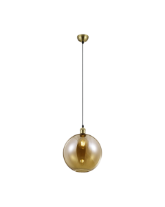 Κρεμαστό Φωτιστικό 30xH150cm Μονόφωτο 1xE27 Old Brass-Μελί Γυαλί Trio Lighting Dino R30771004