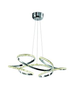 InLight Κρεμαστό φωτιστικό LED 85W 4000K από χρώμιο αλουμίνιο και κρύσταλλα D:70cm 6181-Χρώμιο