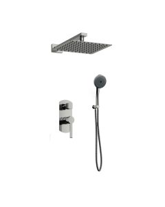 Shower Set Εντοιχισμού με Μπαταρία Λουτρού εντοιχισμού 2 σημείων,Κεφαλή 250x250mm,Bραχίονας & Tηλέφωνο Nτουζ με Σπιράλ & Επιτοίχιο Στήριγμα Orabella Elegance 10304
