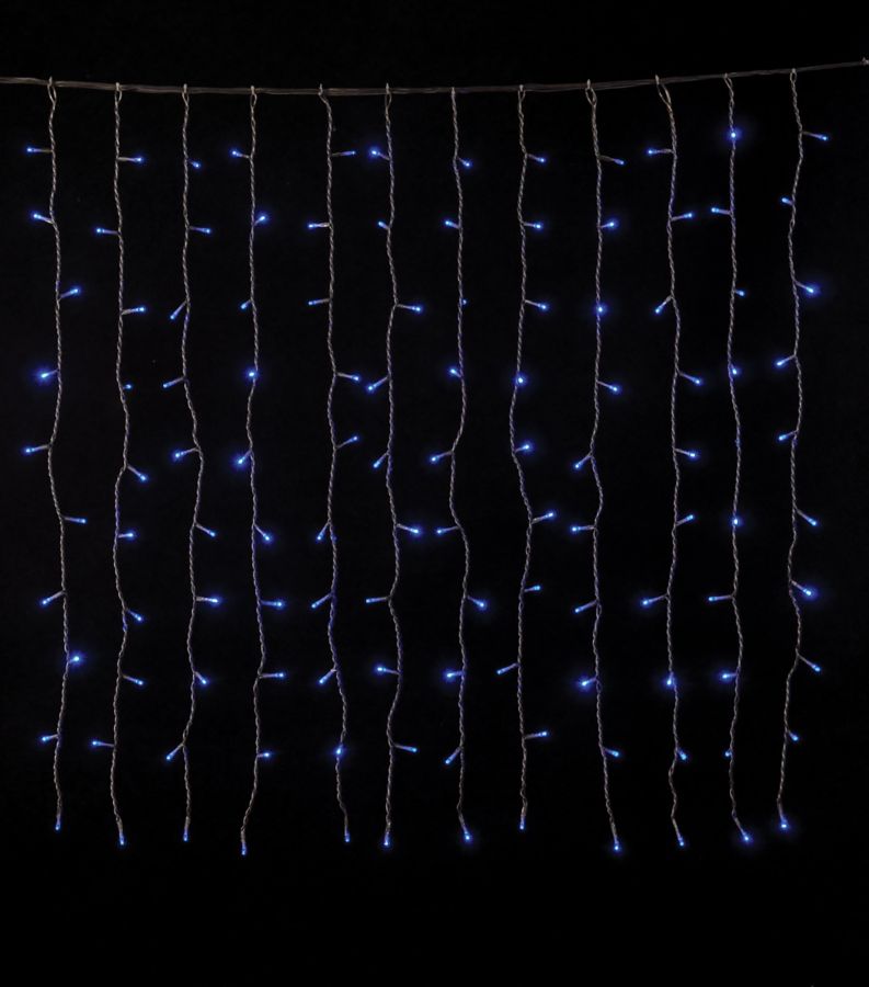 240Led Συμμετρική Κουρτίνα Για Εσωτερική Χρήση Με 8 Προγράμματα 200 x 100(h)cm,Διάφανο Καλώδιο/Μπλέ Λαμπάκι Lianos 58933