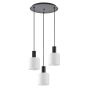 SE21-BL-4-3BL-SH1 ADEPT TUBE Black Pendant White Fabric Shade+ HOMELIGHTING 77-8509
