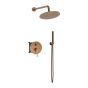 Orabella Terra Rose gold - Shower set εντοιχισμού με Μπαταρία λουτρού, εντοιχισμού 2 σημείων, κεφαλή Φ250 με βραχίονα και τηλέφωνο ντουζ με σπιράλ και επιτοίχειο στήριγμα 10274
