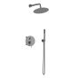 Orabella Preciosa Gun metal light - Shower set εντοιχισμού με Μπαταρία λουτρού, εντοιχισμού 2 σημείων, κεφαλή Φ250 με βραχίονα και τηλέφωνο ντουζ με σπιράλ και επιτοίχειο στήριγμα 10395