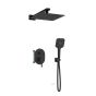 Orabella Marea Black matt - Shower set εντοιχισμού με Μπαταρία λουτρού, εντοιχισμού 2 σημείων, κεφαλή 250x250 με βραχίονα και τηλέφωνο ντουζ με σπιράλ και επιτοίχειο στήριγμα 10411
