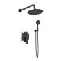 Orabella Oval Black matt - Shower set εντοιχισμού με Μπαταρία λουτρού, εντοιχισμού 2 σημείων, κεφαλή Φ250 με βραχίονα και τηλέφωνο ντουζ με σπιράλ και επιτοίχειο στήριγμα 10466