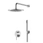 Orabella Steel 316 - Shower set εντοιχισμού με Μπαταρία λουτρού, εντοιχισμού 2 σημείων, κεφαλή Φ250 με βραχίονα και τηλέφωνο ντουζ με σπιράλ και επιτοίχειο στήριγμα 10491