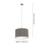 Φωτιστικό Κρεμαστό 1xE27 Ø380xH1100mm Νίκελ Ματ- Ύφασμα Γκρι Elephant Eglο Pasteri 31574