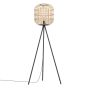 Φωτιστικό Επιδαπέζιο Τρίποδο Ø820xH1390mm Αμπαζούρ Ø3500mm 1xE27 Ξύλο-Μαύρο Eglo Bordesley 43219