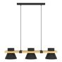 Φωτιστικό Κρεμαστό Τρίφωτο 3xE27 L780xΒ180xH1100mm Μέταλλο Μαύρο-Ξύλο Καφέ Eglo Maccles 43956