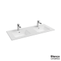 Νιπτήρας Πορσελάνης Διπλός Flat 121,6x46 (2 οπές) Bianco Ceramica White 36120-300