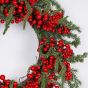 ΣΤΕΦΑΝΙ ΜΕ ΚΟΚΚΙΝΑ BERRIES ΚΑΙ ΚΛΑΔΙ ΕΛΑΤΟΥ, 50cm Eurolamp 600-46998