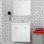 Orabella Vanity 80 Long - Έπιπλο Μπάνιου Επιδαπέδιο με πορσελάνινο νιπτήρα Ege και καθρέπτη ντουλάπι σε αποχρώσεις ξύλου με χρωμέ γραμμικά πόμολα 70128-70105,60156