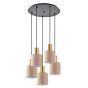SE21-GM-4-5BL-SH3 ADEPT TUBE Gold Matt Pendant Brown Fabric Shade+ HOMELIGHTING 77-8615