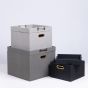 S/3 ΜΠΑΟΥΛΑ ΞΥΛΙΝΑ - PU ΣΚΟΥΡΟ ΓΚΡΙ - ΓΚΡΙ - ΜΠΛΕ 40x40x34cm / 34x34x28cm / 28x28x23cm Eurolamp 810-00262