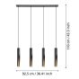Κρεμαστό Φωτιστικό Ράγα 92,5xH110cm Τετράφωτο 4xGU10 Μαύρο-Καφέ Eglo Barbotto 900875