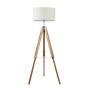 Φωτιστικό Δαπέδου Τρίποδο  Ø975xØ450xH1060-1430mm Μονόφωτο 1xE27 Μέταλλο-Ξύλο-Ύφασμα Μπεζ  Eglo Lantada 94324