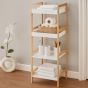 Ραφιέρα Μπάνιου με 4 Ράφια από Bamboo & MDF Natural/White 36x33x110cm MRShome DF-0011000