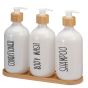 Σετ Μπάνιου με 3 Dispenser σε Δίσκο Μπαμπού White MRShome  DF-0074000