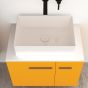 Orabella Solid Surface 70 με δύο Πόρτες - Κρεμαστό Έπιπλο Μπάνιου για επικαθήμενο νιπτήρα και καθρέπτης ντουλάπι σε αποχρώσεις ξύλου με χρωμέ γραμμικά πόμολα F60175-70157,70103,W-70