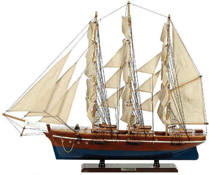 Ξύλινο Παραδοσιακό Καράβι 70 x 13 x 60 (H) cm, Χρώμα Καφέ-Μπλέ Lianos 31114