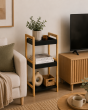Ραφιέρα 3 θέσεων Bamboo/MDF Μπεζ/Μαύρη 33x33x80cm MRShome DS-1145000