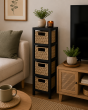 Συρταριέρα MDF με 4 Συρτάρια 17x24x65cm Μπεζ/Μαύρο MRShome DS-1234000