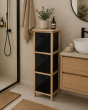 Συρταριέρα MDF με 3 Συρτάρια Φυσική/Μαύρη 25x25x77cm MRShome DS-1308000