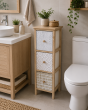 Συρταριέρα MDF με 3 Συρτάρια 25x25x77cm Φυσική με Σχέδια MRShome DS-1309000