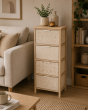 Συρταριέρα MDF με 4 Συρτάρια 37.5x27.5x86cm Μπεζ με Σχέδια MRShome DS-1398000