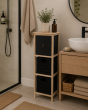 Συρταριέρα MDF με 3 Συρτάρια 25x25x77cm Φυσική/Μαύρη MRShome DS-2219000