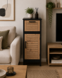 Έπιπλο MDF/Βελανιδιά με 1 Συρτάρι και 1 Ντουλάπι με Ράφι στο Εσωτερικό 36.5x30x83cm MRShome DS-2225000